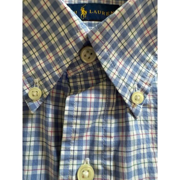 Ralph Lauren Button Down Blue White Size LRG 100% Cotton Long Slv - Picture 7 of 11